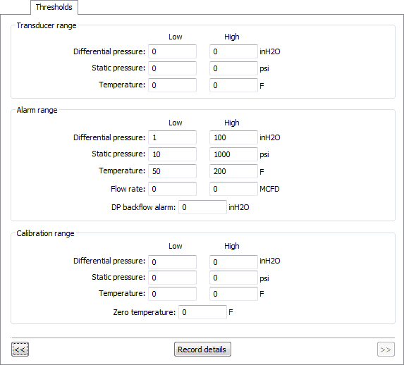 Thresholds Property Page